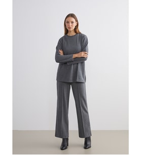 LCW Modest Antrasit Beli Lastikli Geniş Paça Kadın Pantolon