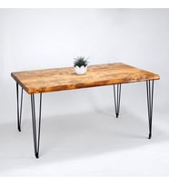 Doğal Ağaç Masif Kütük Masa 60cm x 90cm ( Metal Ayak )