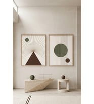 Geometrik Minimalizm 2'li Ahşap Çerçeveli Tablo Seti