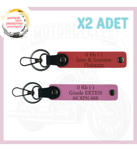 Nar Çiçeği-Pembe, Yolların Sürücülerine İsim Plaka ve 0 Rh (-) Kan Grubu Yazılabilen 2'li Anahtarlık