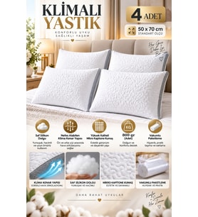 4 Adet Klimalı Silikon Yastık 800 Gram Saf Silikon