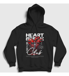 Presmono Unisex Siyah Heart Heartbreak Club Kapüşonlu Sweatshirt 469571tt