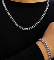 Gurmet Çelik Erkek Kolye ve Bileklik Seti Kalın 6 mm H081S