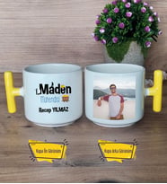 Maden Mühendisi Kupa Bardak Fotoğraflı T Sarı Kulplu Mühendisler Günü Hediyesi