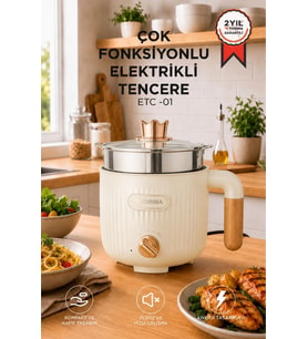 Torima Çok Fonksiyonlu Elektrikli Çelik Tencere 1.6L Buharlı Yağda Yemek Pişirme Makinesi ETC01 Bej