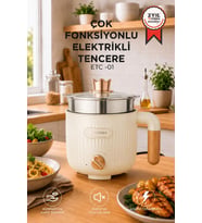 Torima Çok Fonksiyonlu Elektrikli Çelik Tencere 1.6L Buharlı Yağda Yemek Pişirme Makinesi ETC01 Bej