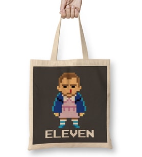 Stranger Things Eleven Pixel Character Bez Çanta Uzun Saplı