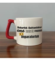 Bekarlık Sultanlıktır Ama Baskılı Kırmızı Kulplu D Kupa