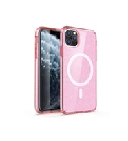 Apple iPhone 11 Uyumlu Kılıf M-safe Şarj Özellikli Parlayan Simli Saydam Renkli Zore Allstar Kapak (Pembe)