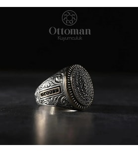 Özel Tasarım Mikro Taşlı Gümüş Erkek Yüzük