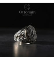 Özel Tasarım Mikro Taşlı Gümüş Erkek Yüzük