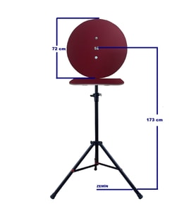 Raf Düzenekli Tripod Ayaklı Dart Arkalık Stand Seti. Bordo Renk.