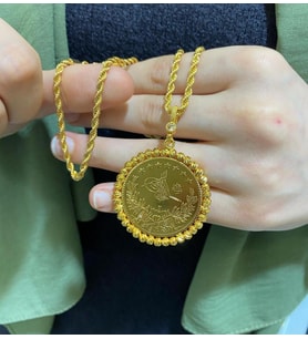 22 AYAR ALTIN KAPLAMA KADIN GOLD HALAT KORDON ZİNCİRLİ DORİKA ÇERÇEVELİ REŞAT KOLYE