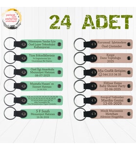 Yeşil & Pudra, Kına Gecesi Davetlilerine Anlamlı Anı, 24’lü Set, Kişiselleştirilebilir Anahtarlık