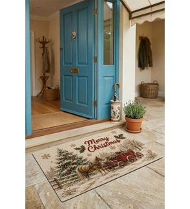 Valerine Life Kapı Önü Paspası 45x70cm iç Dış Mekan Yeni Yıl Ürünleri Noel Süsleri Noel Arabası