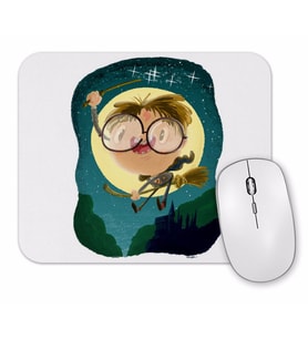 Harry Potter Magical Wizard  Nerd Boy with Castle Mouse Pad