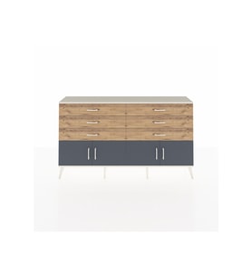 Arges Konsol 2 Raflı 6 Çekmeceli 4 Kapaklı 176x30x99 Aytaşı-Antrasit/Çam
