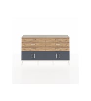 Arges Konsol 2 Raflı 6 Çekmeceli 4 Kapaklı 176x30x99 Aytaşı-Antrasit/Çam