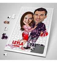 Yıldönümü Hediyesi Kişiye Özel Aşk Sarhoşu Karikatürlü Puzzle