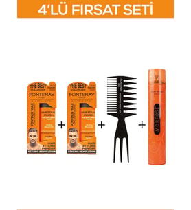 Fontenay Saç Şekillendirici Pudra Toz Wax Ultra Strong + Şekil Tarak'ı 2 + Saç Spreyi  400ML 4'lü Set