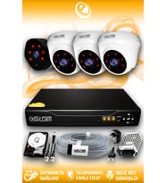 ELITCAM 4 Kameralı Uzay 3 İç Kamera Set 250 GB HDD Full HD Gece Görüşlü Güvenlik Kamerası Sistemi