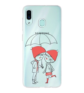 Samsung Galaxy A30 Uyumlu Kapak Aşk Tasarımlı Şeffaf Silikon Kılıf