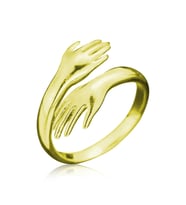 925 Ayar Gümüş Gold Sarılan Eller Yüzük