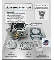 Honda 2014-17 PCX 150 - Arora Max T 150 - Beatrix 150 Uyumlu Silindir Kit Piston Sekman Supermto