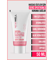 New Well Ton Eşitleyici Yüksek Koruma Etkili Spf50+ Aydınlatıcı Pembe Yüz Güneş Kremi 50 ML