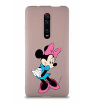 Xiaomi Redmi K20 Pro Soft Premier Kapak Minnie Mouse-F Tasarımlı Silikon Kılıf - Pudra (Şeffaf)