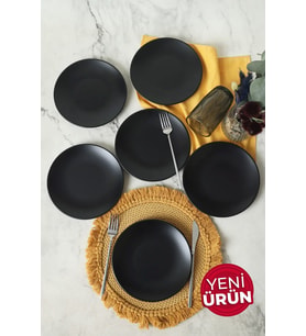 Keramika Mat Siyah Ege Pasta Tabağı 20 Cm 6 Adet 956