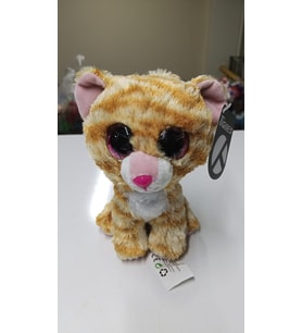 Peluş Büyük Parlak Gözlü Kahve Benekli Kedi 15 cm