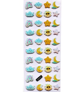 Sticker Kabartmalı Sticker Defter Planlayıcı Etiket (cb512) 16x7 cm- Güneş Ay Yıldız