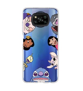 Poco X3 Pro / X3 NFC Uyumlu Stitch Tüm Karakterler Tasarımlı Şeffaf Telefon Kılıfı