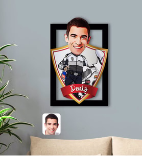 BK Gift Kişiye Özel İsimli Erkek Yunus Polis Karikatürlü 3D Ahşap Tablo-1
