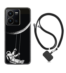 Vivo Y35 Kılıf Resimli Boyun Askılı İpli Desenli Silikon Series Astronot 519