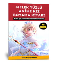 Melek Yüzlü ANİME Boyama Kitabı (50 Boyama Sayfası)