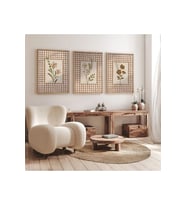3 Parça Ahşap Çerçeveli Oturma Odası Salon Mutfak Tablo Seti SET3504