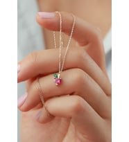 925 Ayar Pembe Elma Rose Gümüş Kolye