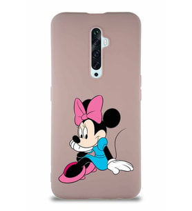 Oppo Reno 2Z Soft Premier Kapak Minnie Mouse-E Tasarımlı Silikon Kılıf - Pudra (Şeffaf)
