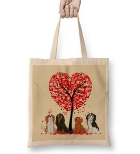 Cavalier King Charles Spaniels Love And Valentine Bez Çanta Uzun Saplı