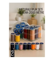 Turk Dikiş İpliği Seti - 10 Renk 2000 Mt Kutulu Mezuralı Dikiş Seti