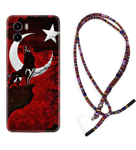 Vivo Y15S Y32 Y33S Y51 Y53S Kılıf Boyun Asklı Rasta Silikon Wolf and Moon 2 1381