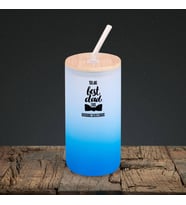 BK Gift İsimli Dad Tasarımlı Mavi Renk Pipetli Buzlu Cam Bardak 600ml - 4, Babaya Hediye, Doğum Günü Hediyesi