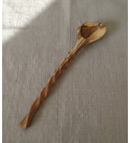 El yapımı zeytin kaşık (Ekru - Kahverengi)
