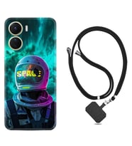 Vivo Y16 Kılıf Resimli Boyun Askılı İpli Desenli Silikon Series Space 1814