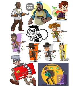 Hırsız Sticker Set-1 15 Parça Telefon, Tablet, Defter, Laptop Sticker