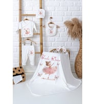 Pia Baby Premium %100 Pamuk İsim Yazılı Kız Bebek Hastane Çıkışı Battaniyeli Bebek Hediye Seti 5014-04 (Ekru)