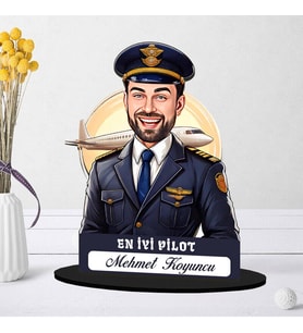 Kişiye Özel Erkek Pilota Hediye Karikatürlü Biblo