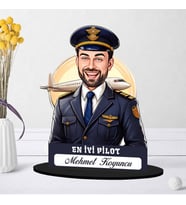 Kişiye Özel Erkek Pilota Hediye Karikatürlü Biblo